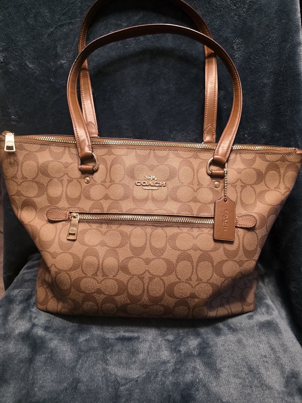 COACH Brown Signature Canvas Tote Bag